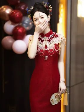 Cheongsam for Tea Ceremony, Traditional Chinese Dress, Sangria