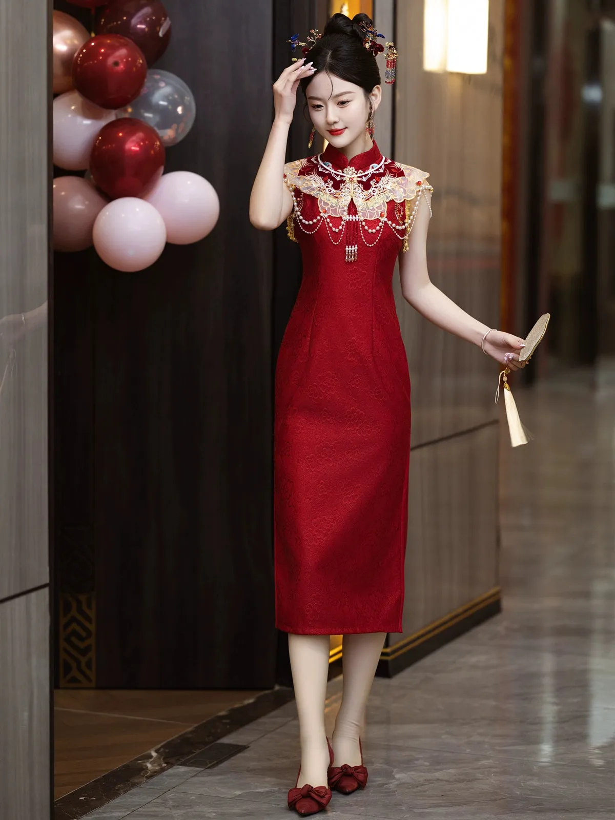 Cheongsam for Tea Ceremony, Traditional Chinese Dress, Sangria