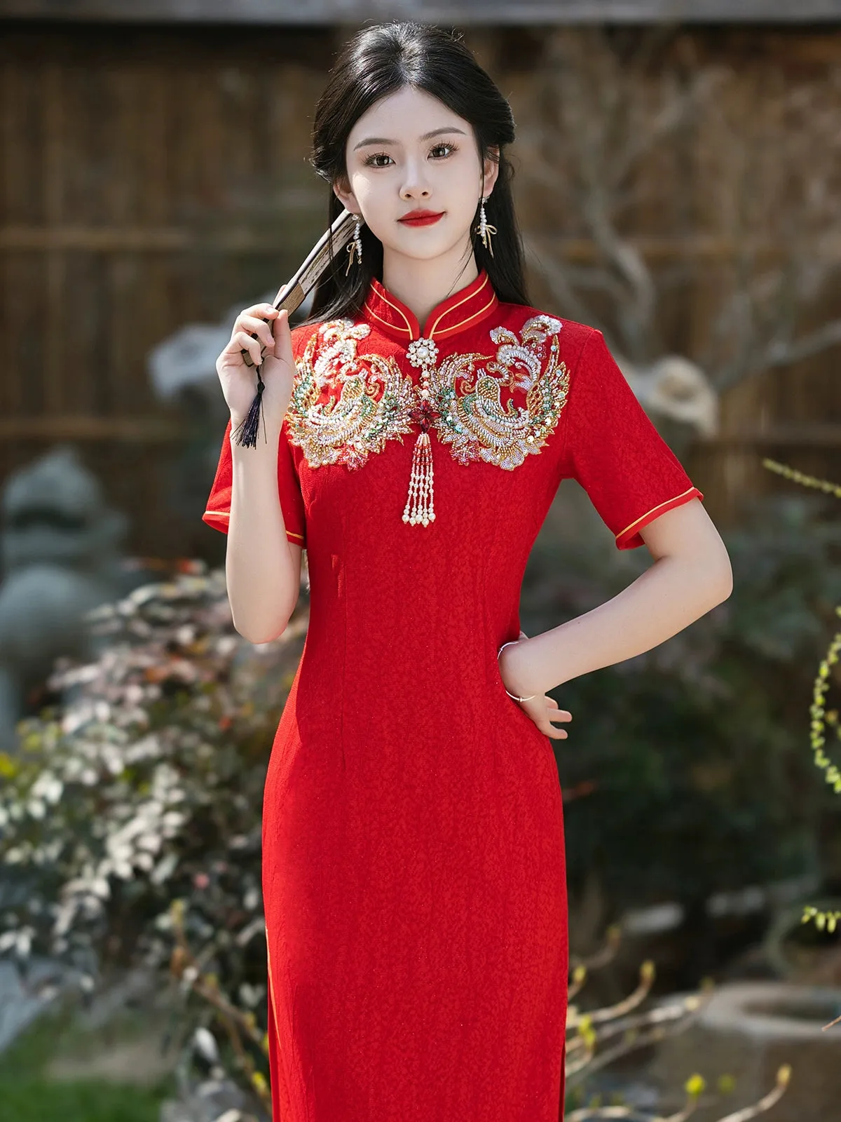 Cheongsam for Tea Ceremony, Traditional Chinese Dress, Sparkle