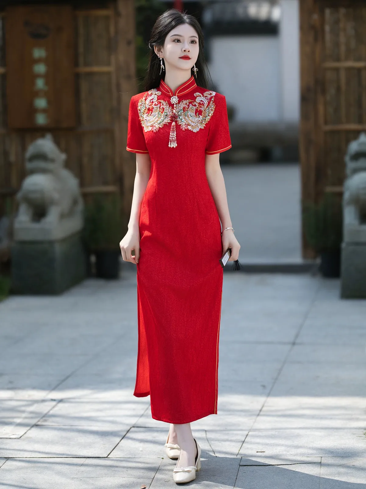 Cheongsam for Tea Ceremony, Traditional Chinese Dress, Sparkle