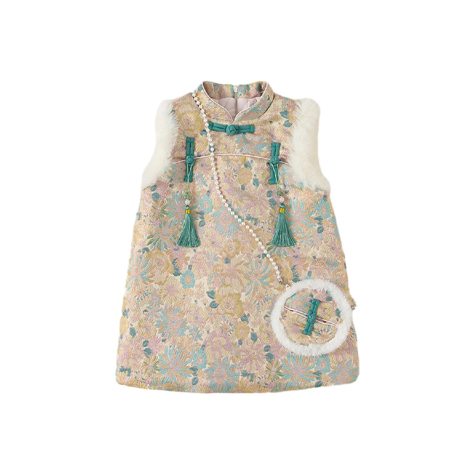 Children's Dress With Buckle And Flush Design National Style