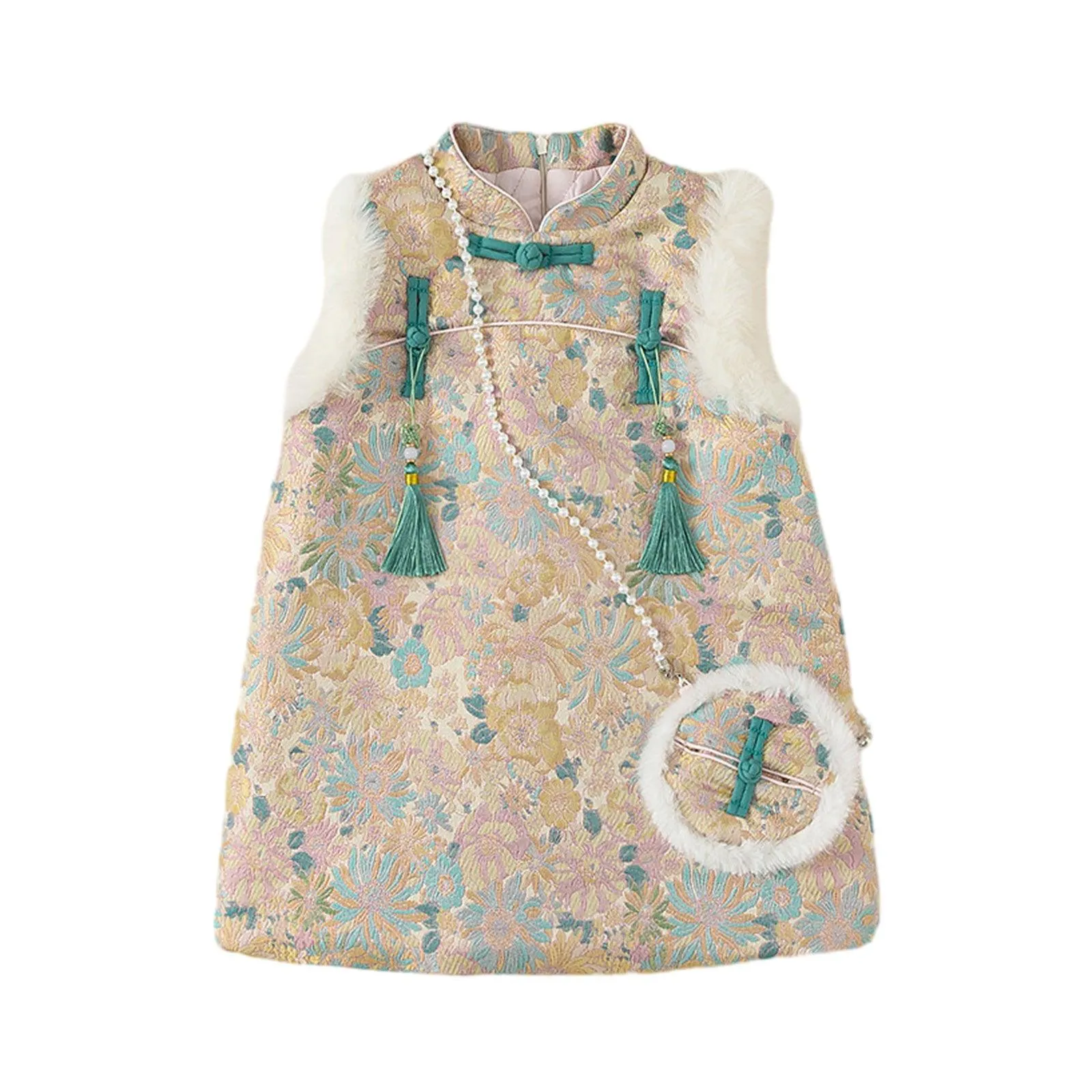 Children's Dress With Buckle And Flush Design National Style