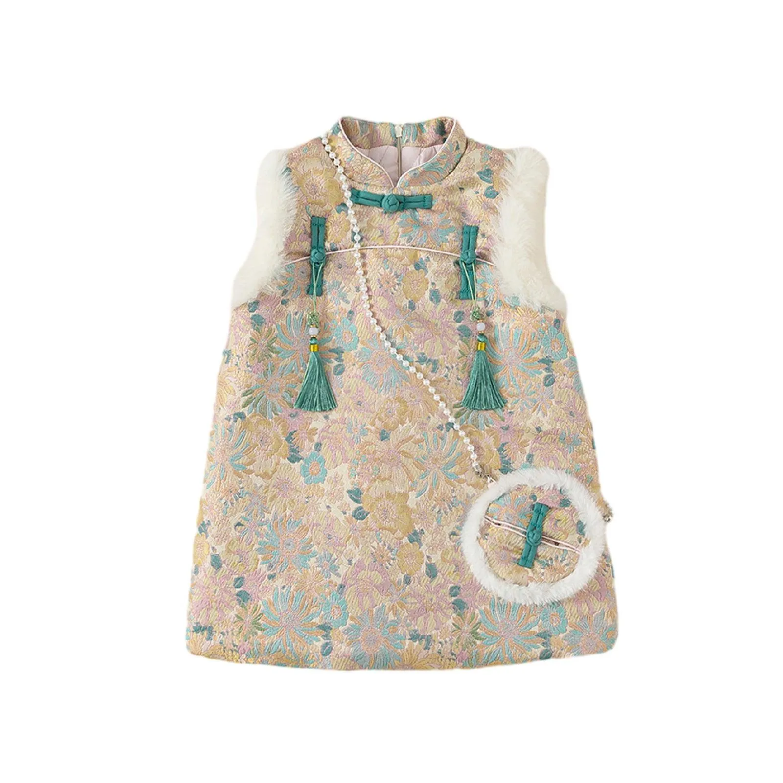 Children's Dress With Buckle And Flush Design National Style