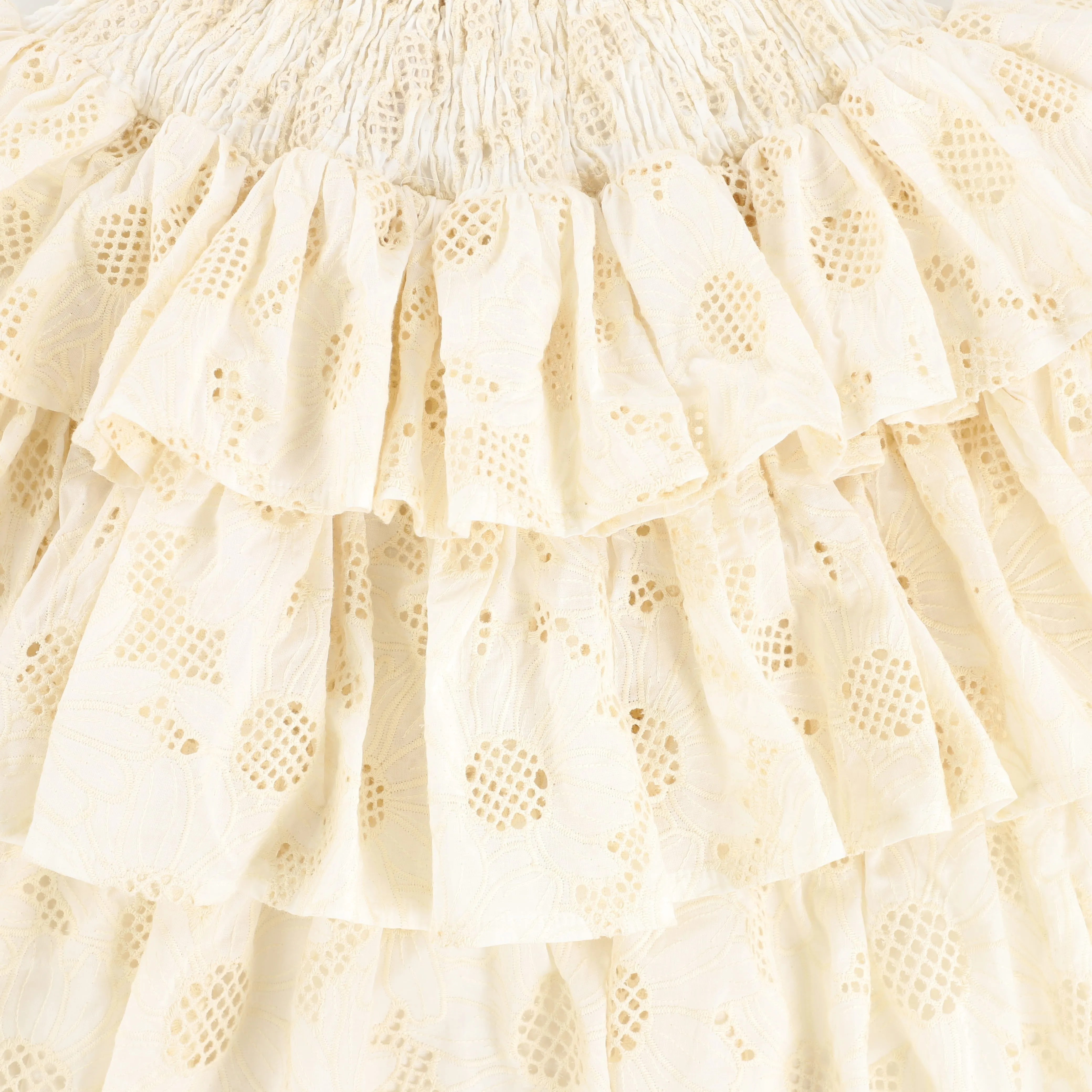 CHRISTINA RHODE CREAM LACE FLORAL DETAIL LAYERED SKIRT [Final Sale]