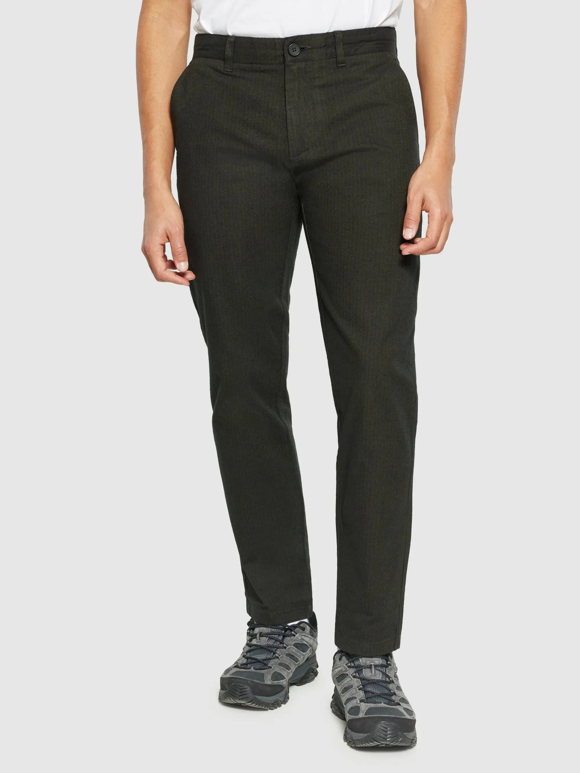 CHUCK regular flannel herringbone chinos - GOTS/Vegan - Forrest Night