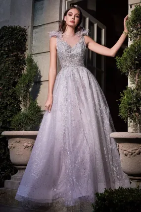 Cinderella Divine B704 Ladivine Sparkling Tulle & Bead Feathered Ball Gown