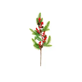 Decorative Christmas Fern Branch with Pines and Cherries