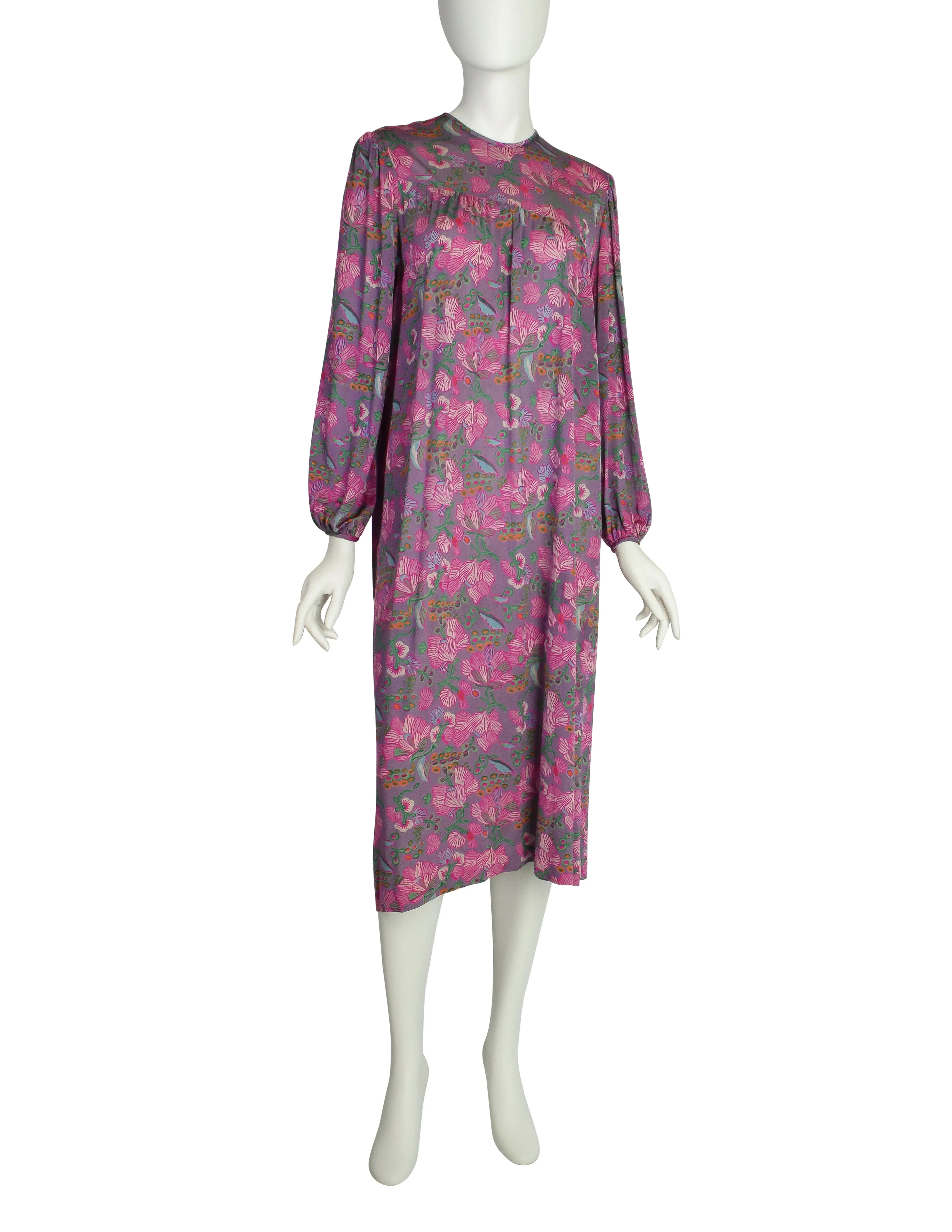 Diane von Furstenberg Vintage Purple Floral Silk Jersey Tent Dress