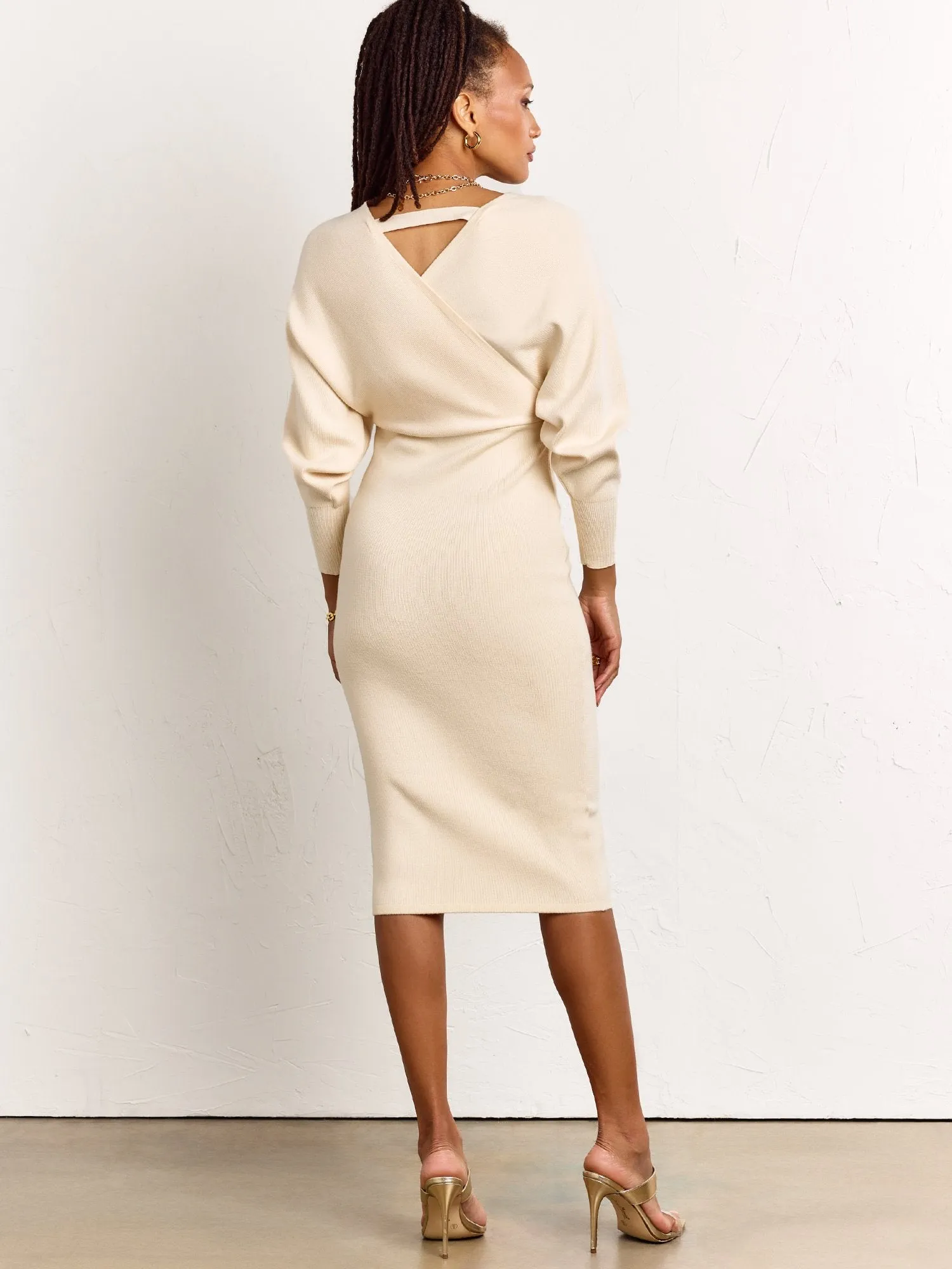 Dolman Wrap Sweater Dress - Dee Elly