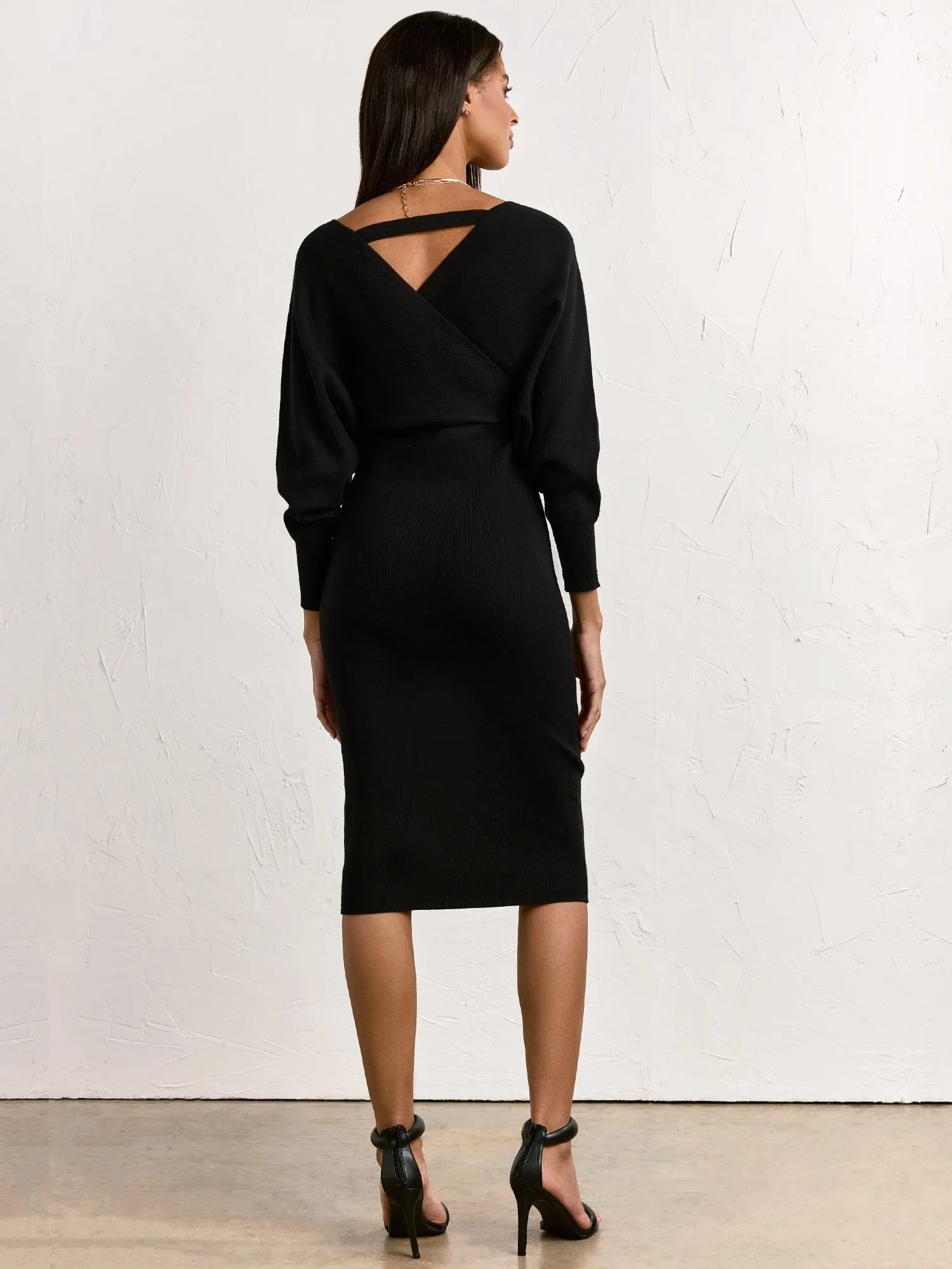 Dolman Wrap Sweater Dress - Dee Elly