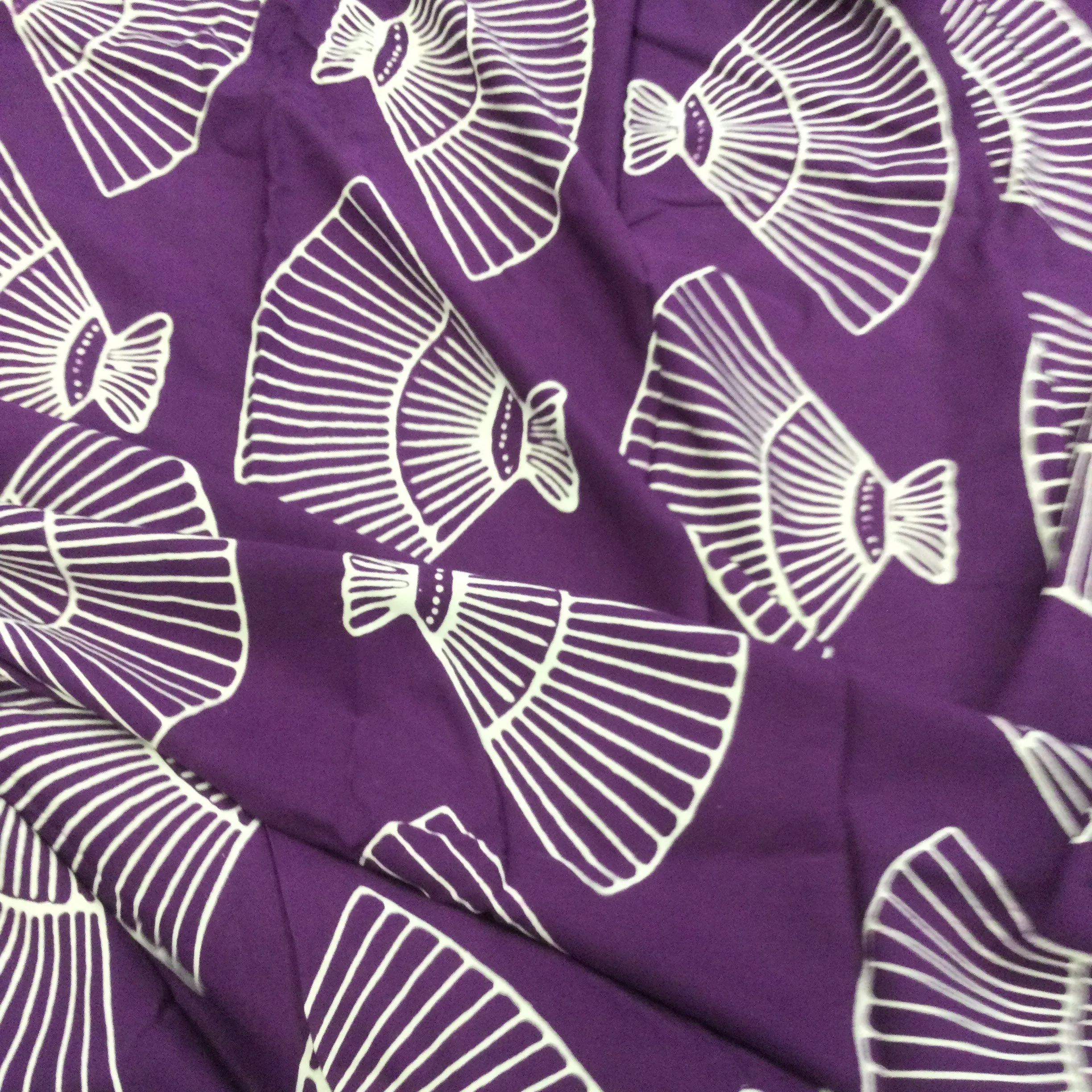 Fan Print Purple Lightweight Rayon Fabric