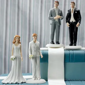 Fashionable Bride And Groom Mix & Match Cake Toppers Fashionable Groom in Grey Tux Cake Topper