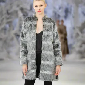 Faux Fur Coat with Hand Beaded Sequin