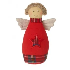 Festive Fabric Angel in Tartan Dress