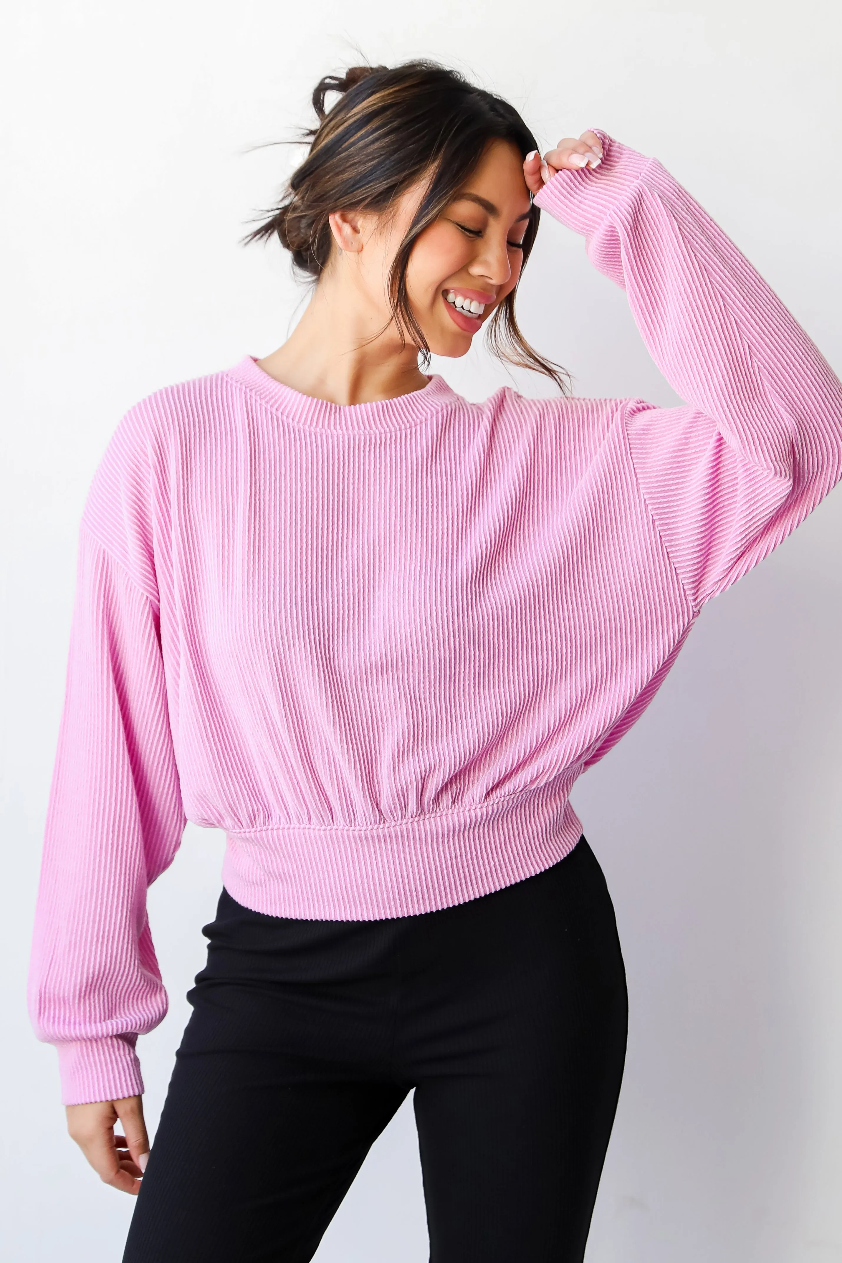 FINAL SALE - Perfect Aesthetic Cropped Corded Pullover