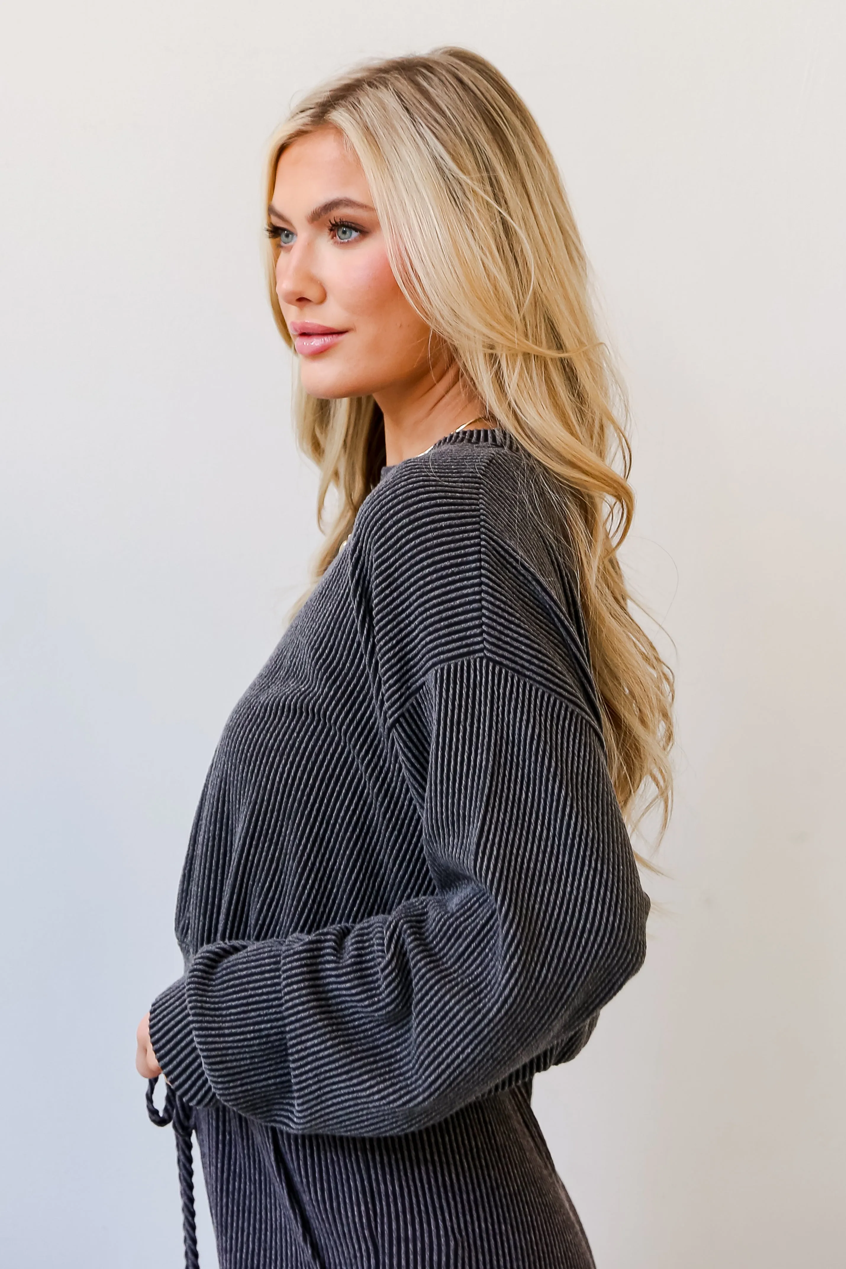 FINAL SALE - Perfect Aesthetic Cropped Corded Pullover