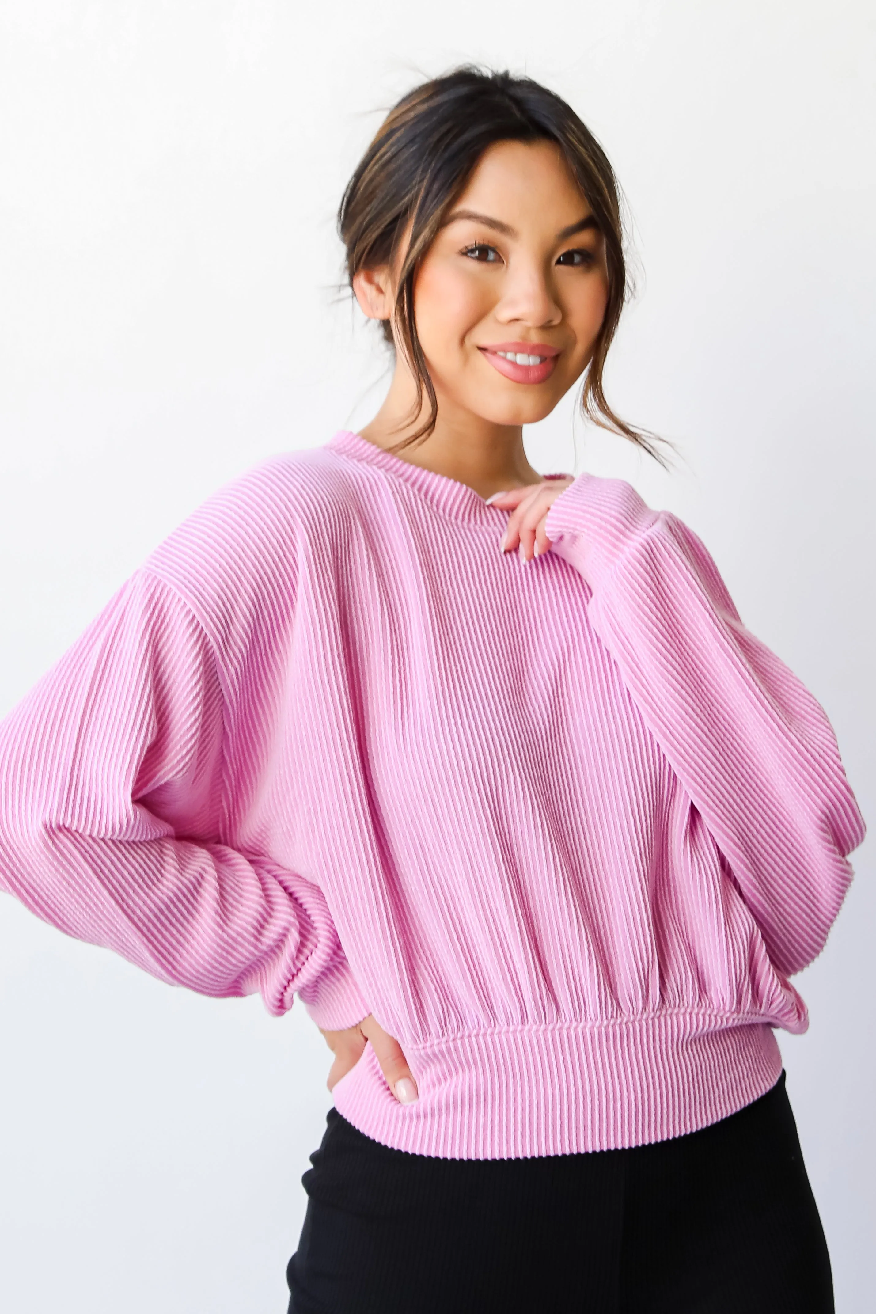 FINAL SALE - Perfect Aesthetic Cropped Corded Pullover