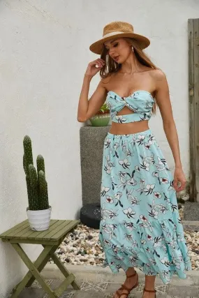 Floral Two Piece Long Skirt Set