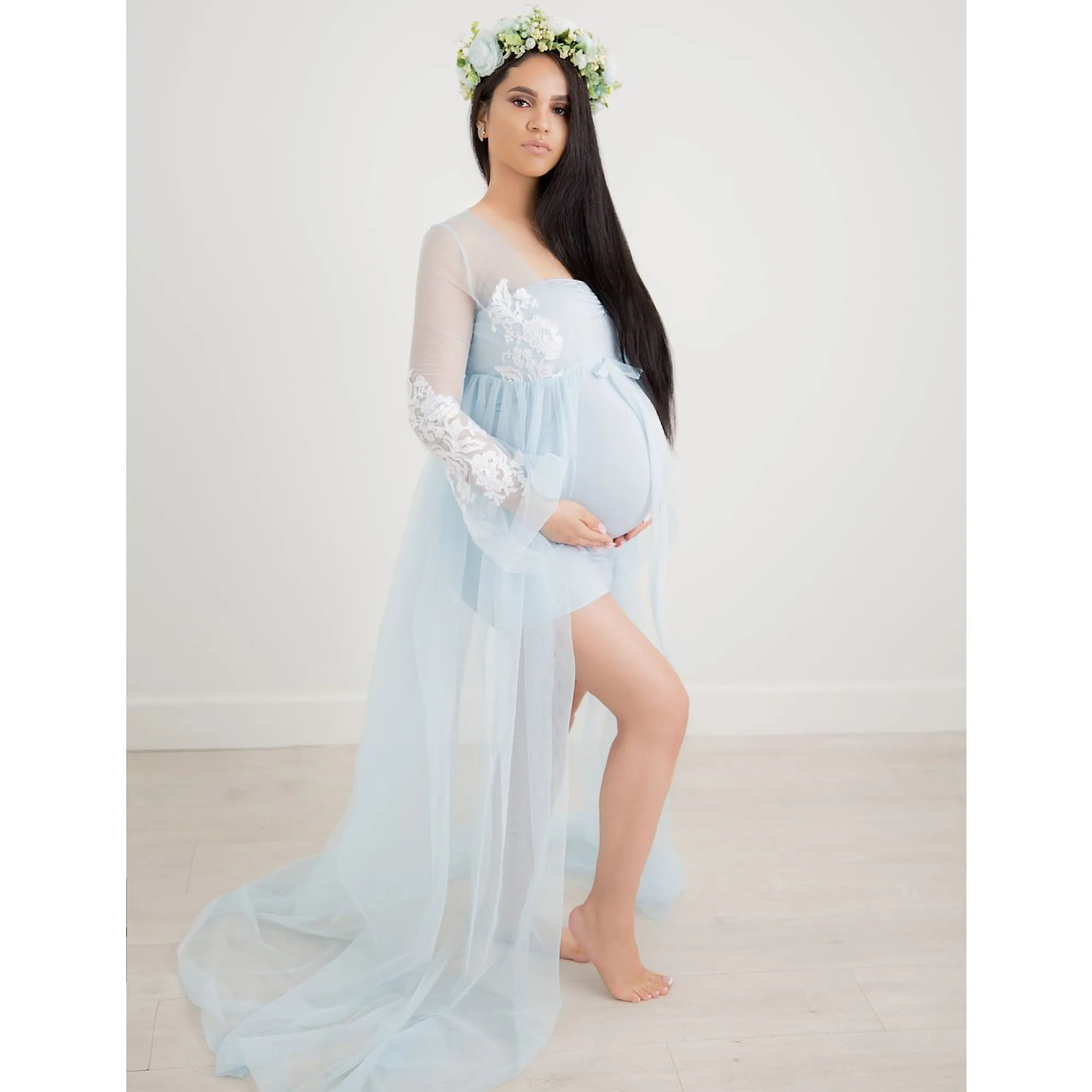 French Lace Robe With Slip Maternity Dress