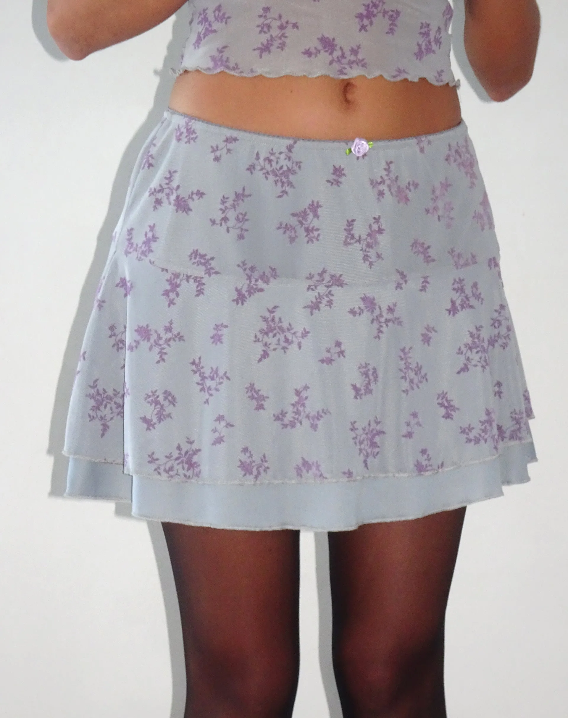 Friska Mini Skirt in Purple Botanist Flock