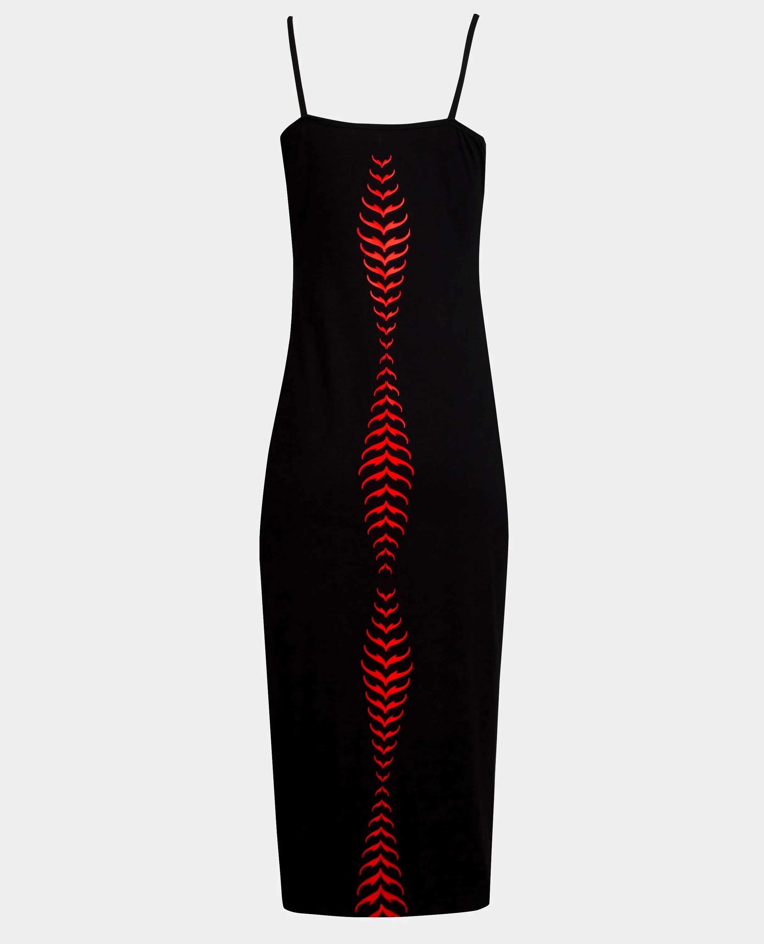 FRONT SPLIT DRESS TRIBAL PHOENIX BLACK / RED