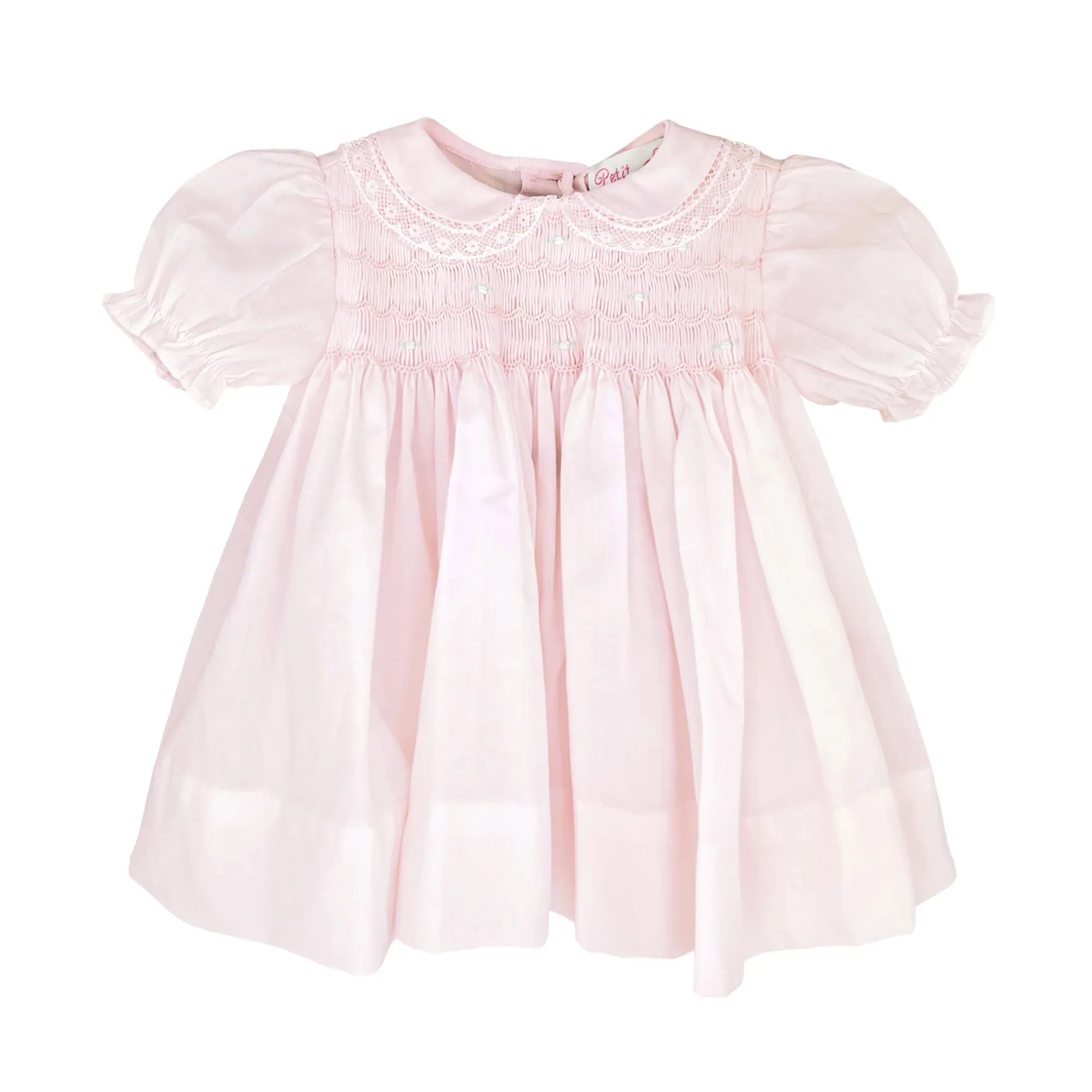 Fully Smocked Newborn Dress with Lace