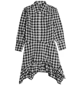 Ganni Seersucker Check Dress – Black