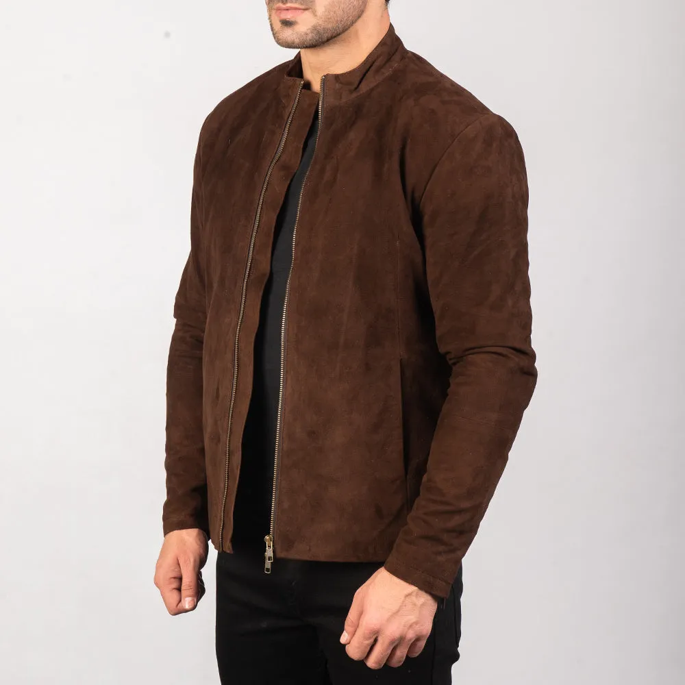 Gentleman Mocha Suede Leather Biker Jacket