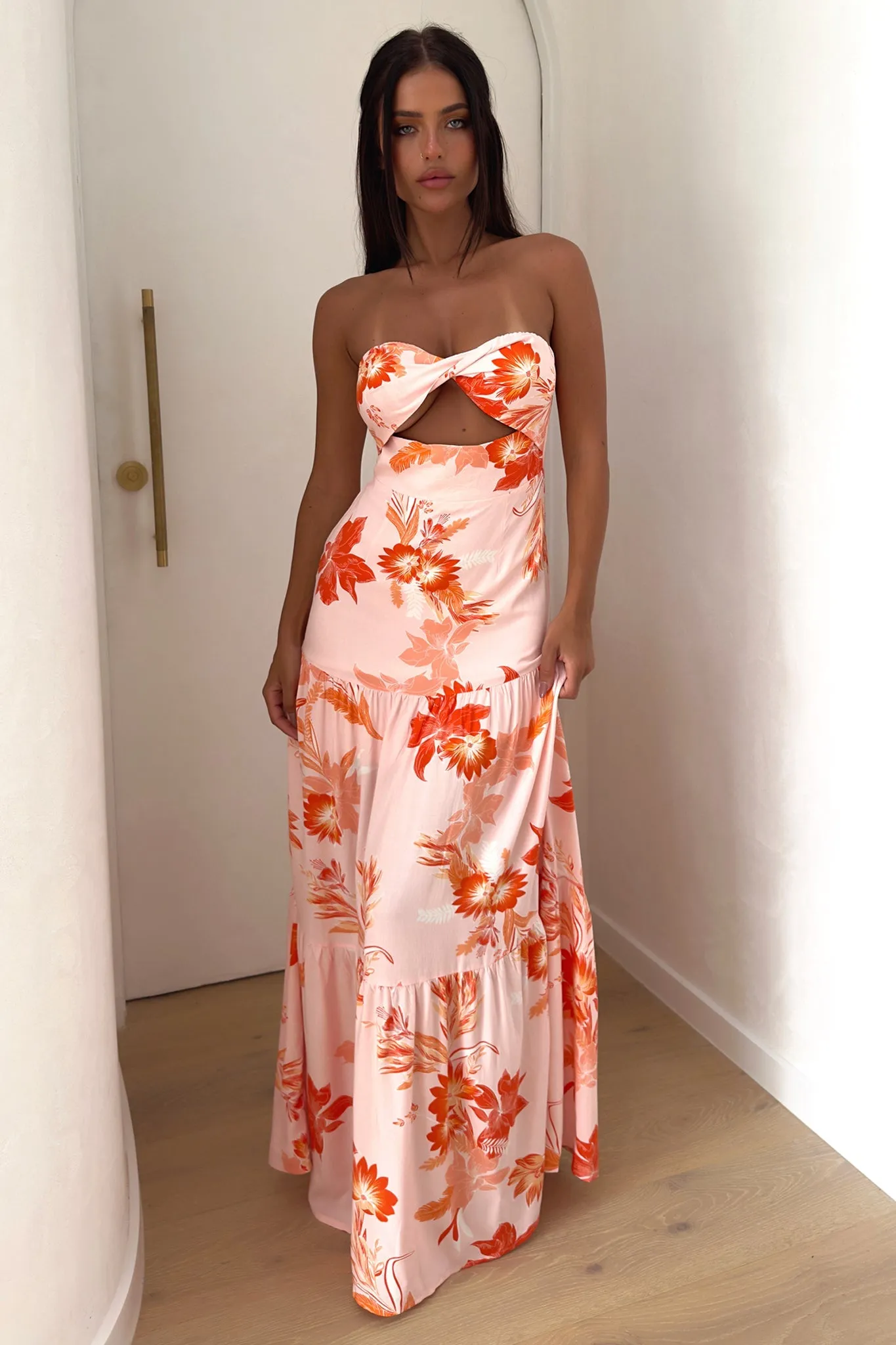 Giada Maxi Dress - Orange Floral