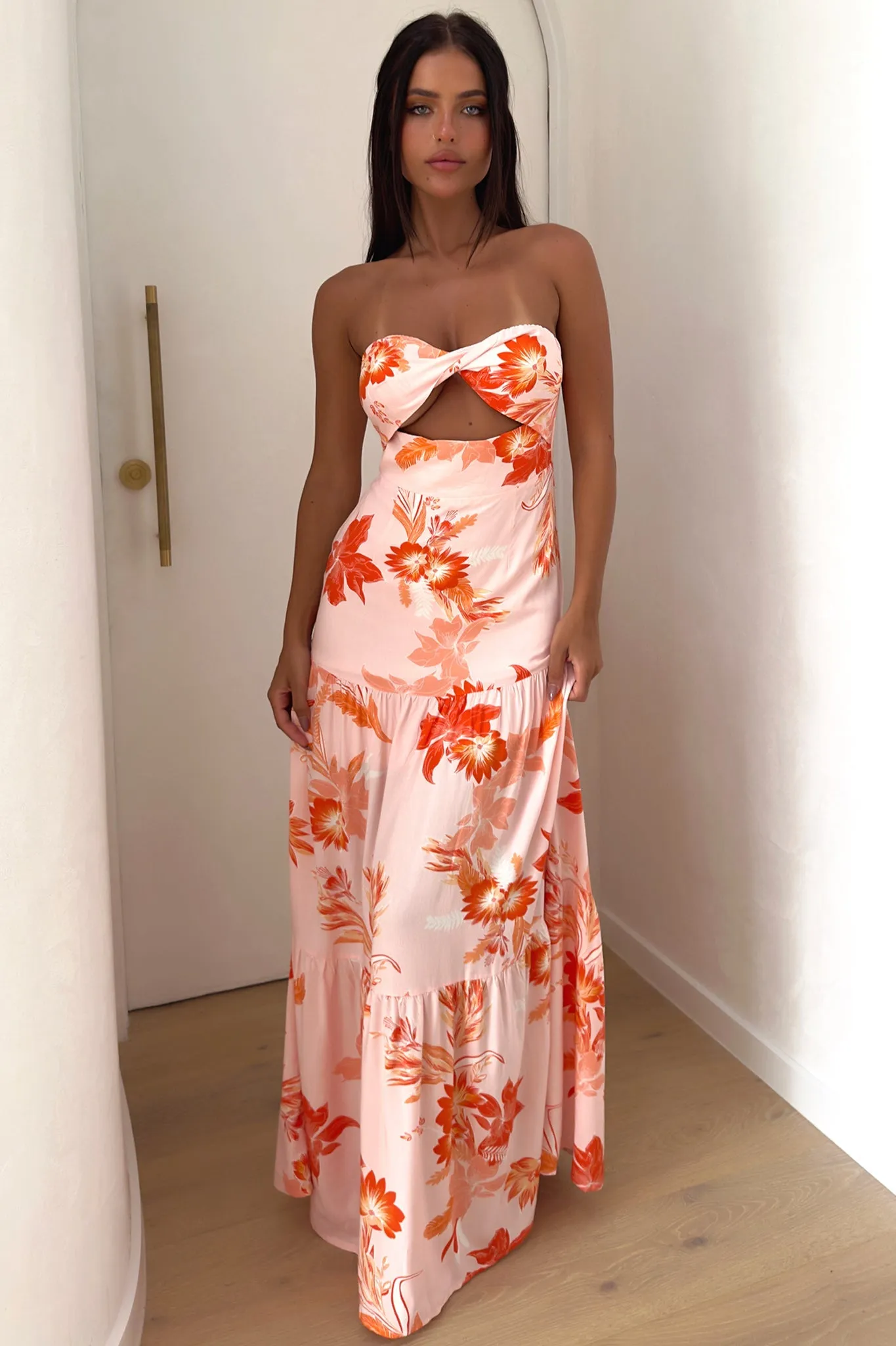 Giada Maxi Dress - Orange Floral