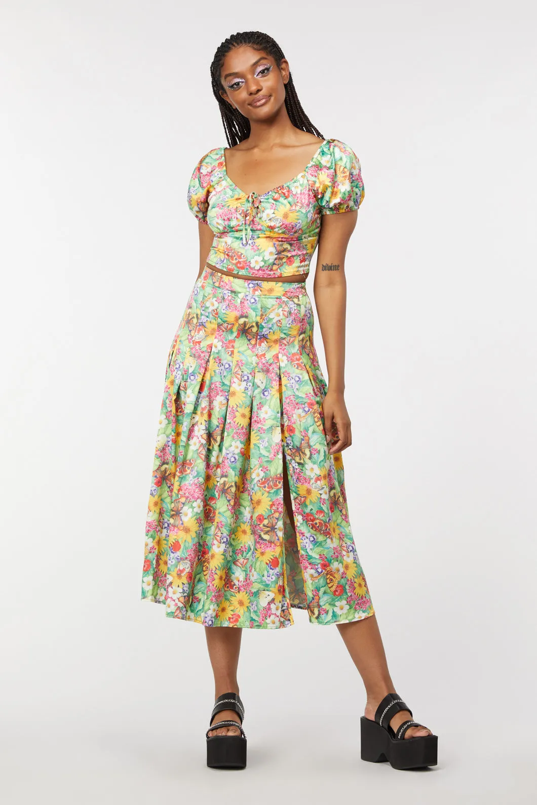 Glade Satin Midi Skirt