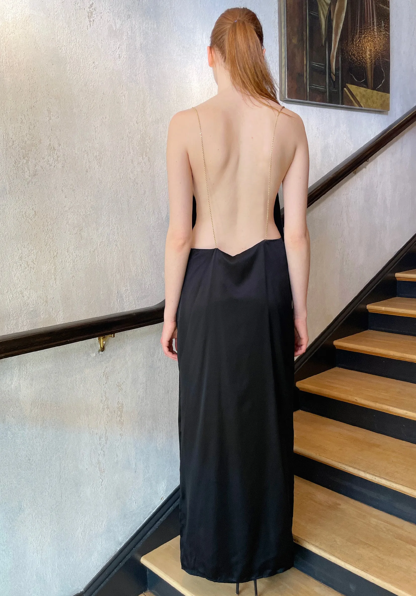 Glam Open Back Maxi Dress - Black