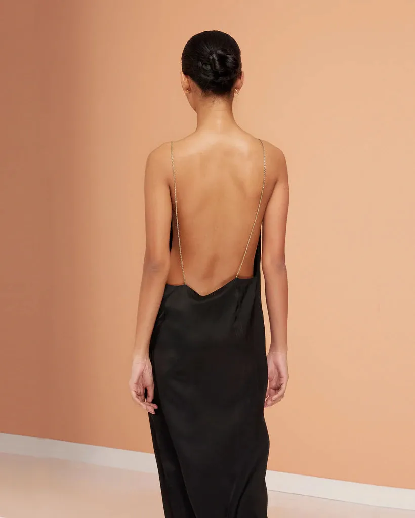 Glam Open Back Maxi Dress - Black