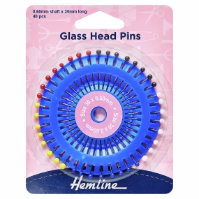 Glass Head Pins Wheel - 30mm (40 Pieces)