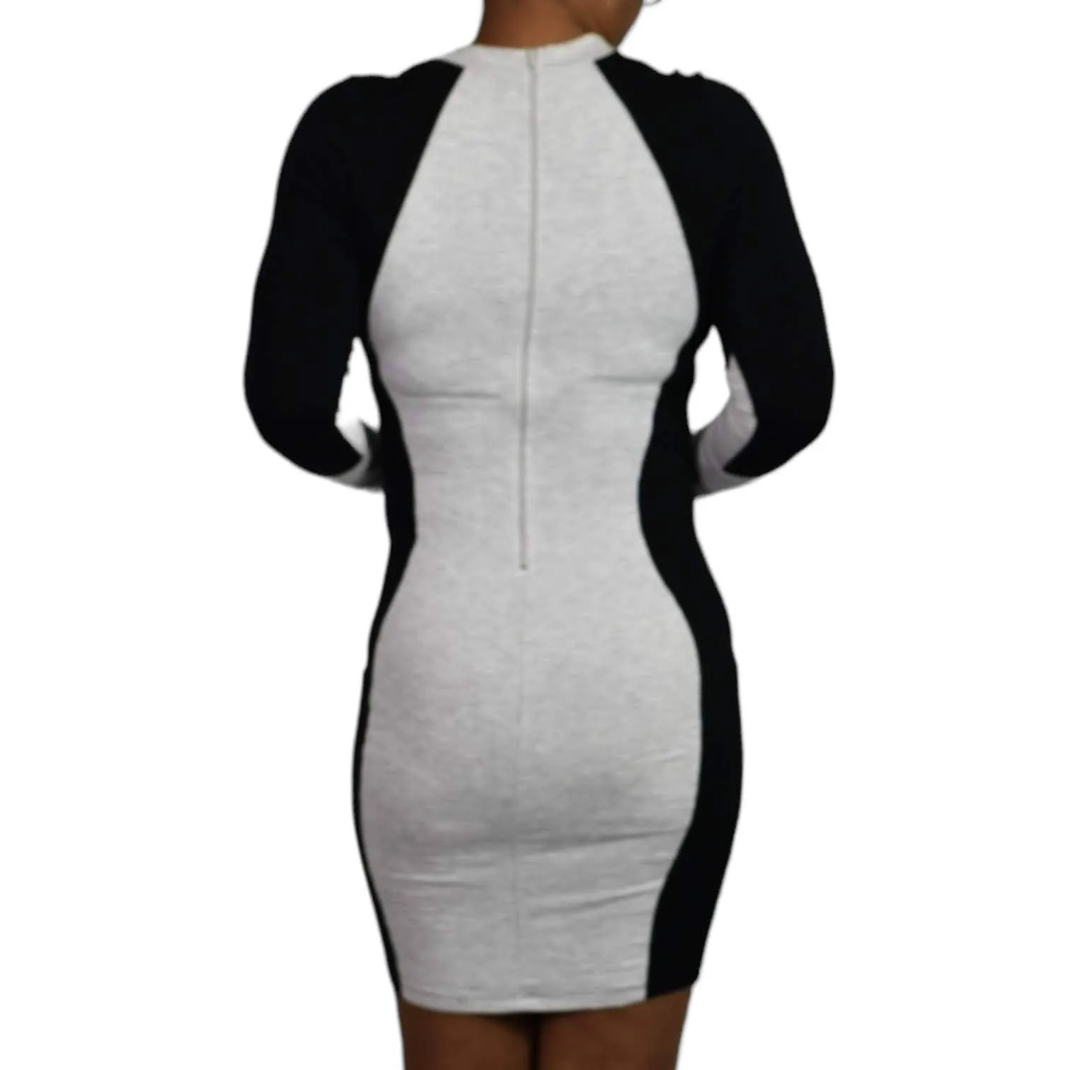 GoodTime USA Illusion Dress Black Jersey Knit Bodycon Hourglass Mini Size Large