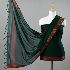 Green - 3pc Traditional Cotton Dharwad Dress Material 03