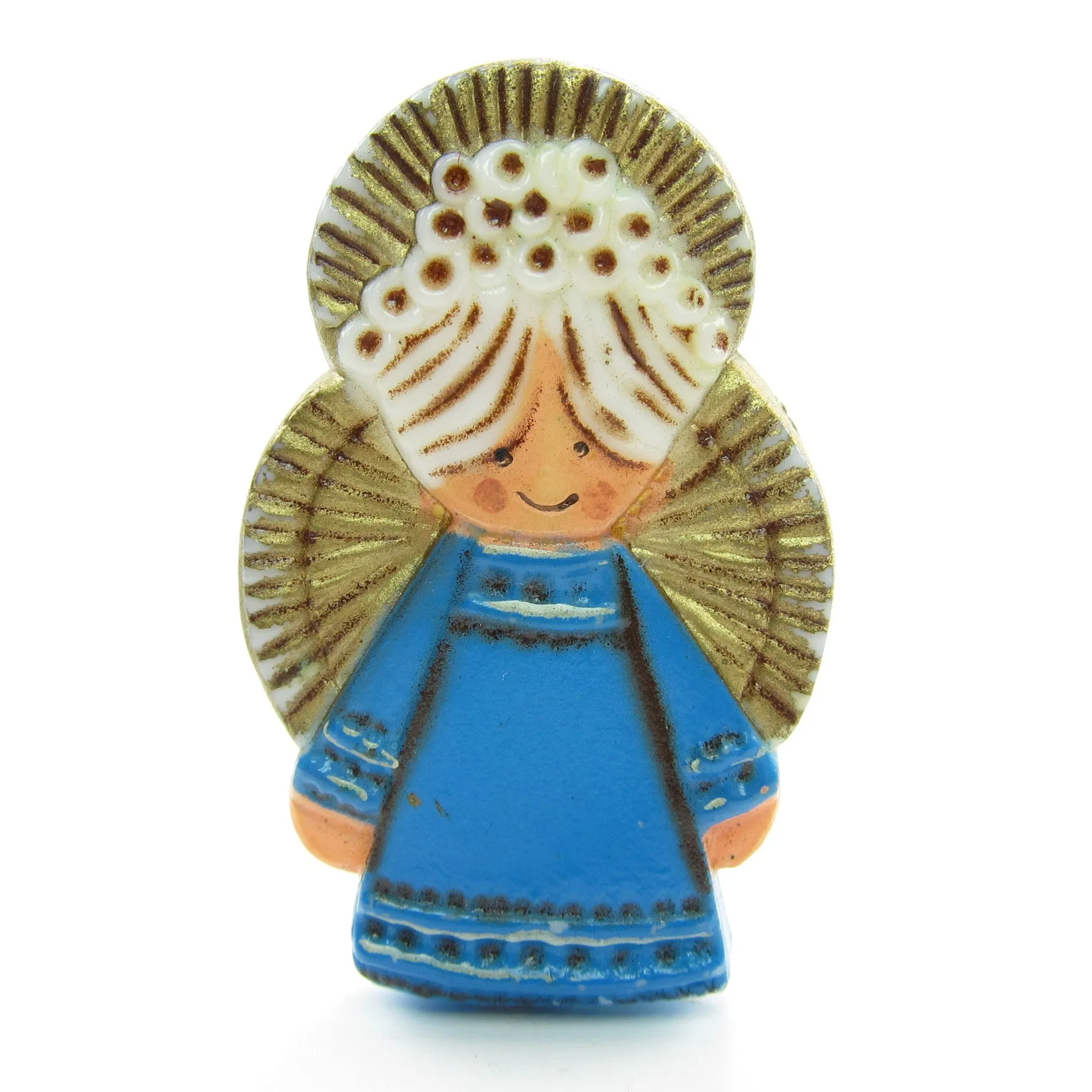 Hallmark Angel Pin Vintage Christmas Lapel in Blue Dress