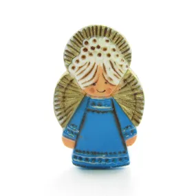 Hallmark Angel Pin Vintage Christmas Lapel in Blue Dress