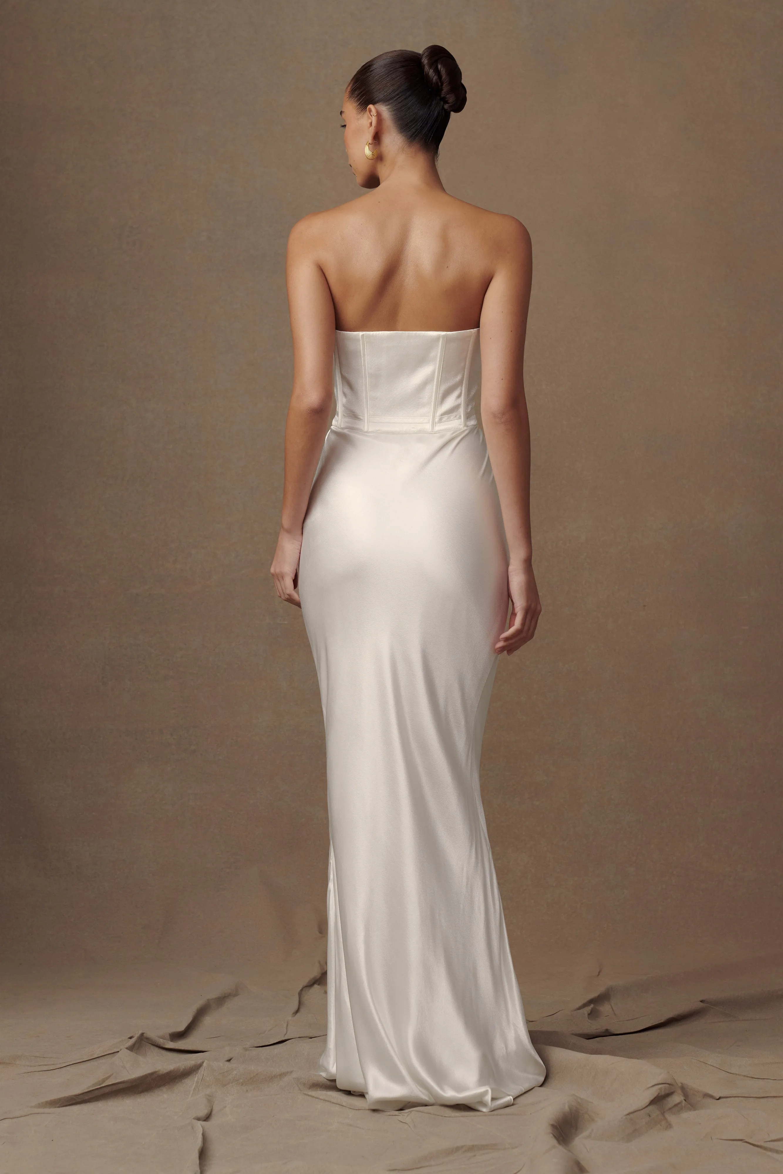 Harlow Satin Strapless Maxi Dress - Ivory