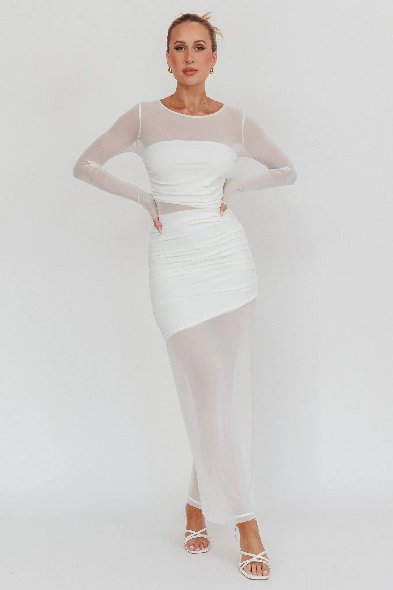 Harpa Mesh Maxi Dress White