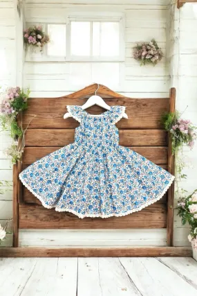 High Waisted Twirling Dress | Fleur de Joie in Blue