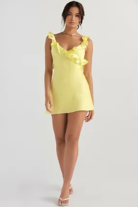 House of CB 'TINK' Buttercup Satin Ruffle Mini Dress