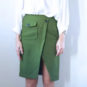 Jane Khaki Green Midi Skirt