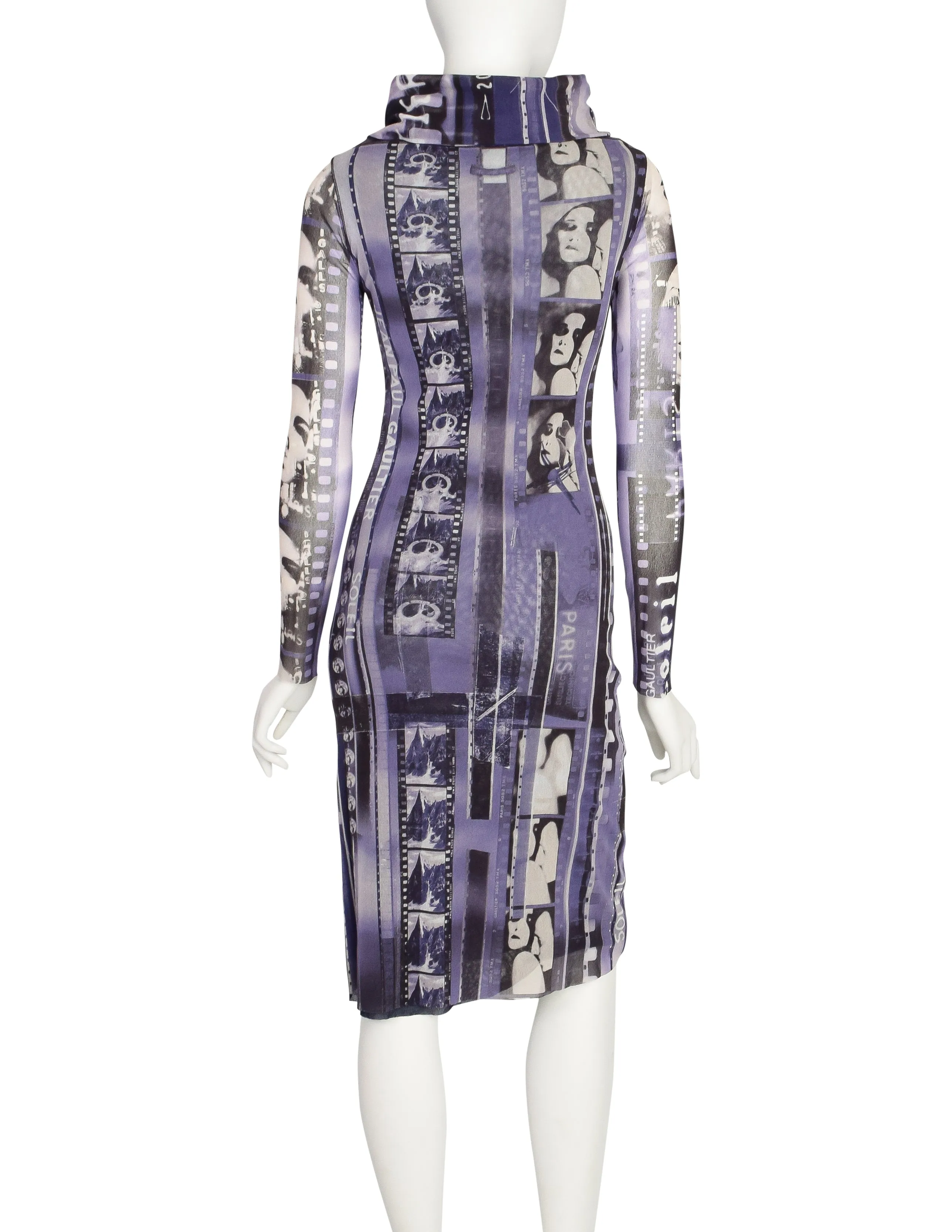 Jean Paul Gaultier Vintage Purple Cinema Film Strip Mesh Dress