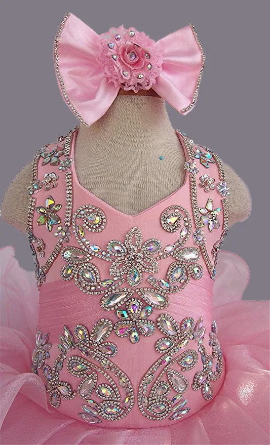 Jennifer Wu Baby's Pink Cupcake Pageant Dress with Hair bow