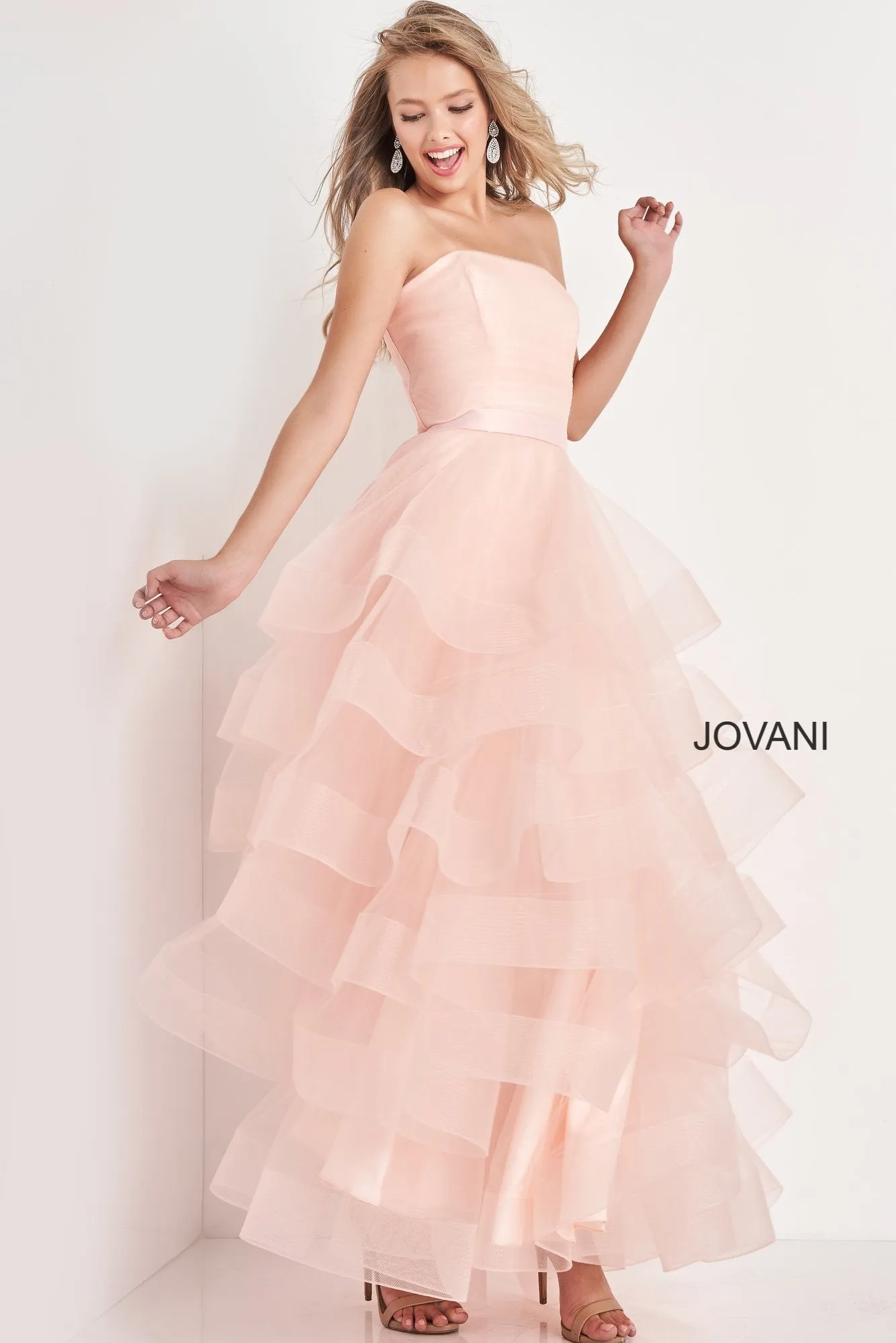 Jovani Kids K02442 Strapless Straight Neck Long Jovani Girls Dress Ruffle Skirt Pageant