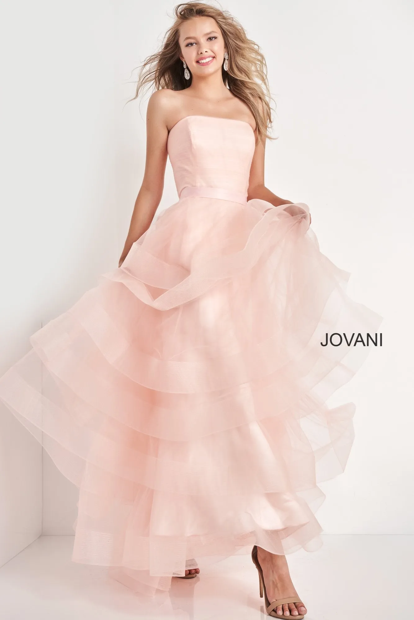 Jovani Kids K02442 Strapless Straight Neck Long Jovani Girls Dress Ruffle Skirt Pageant