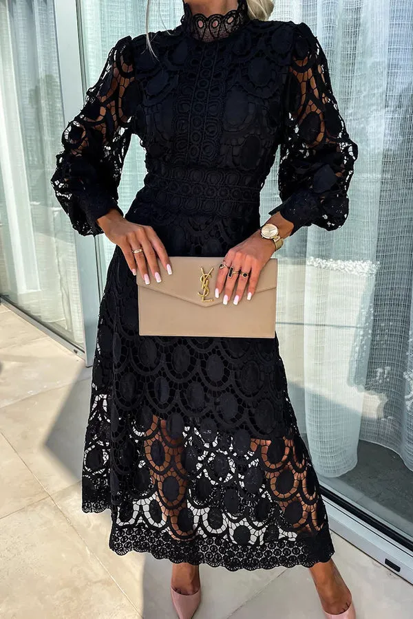 Kathryn™ | Elegant Long Sleeve Maxi Dress with Sheer Details