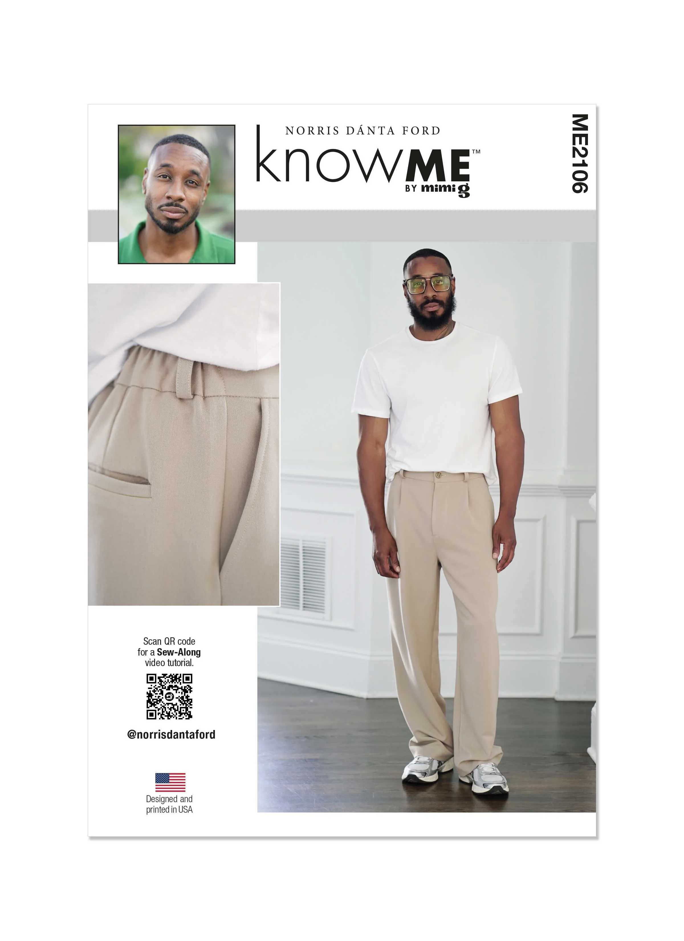 Know Me sewing pattern KM2106 Men's Trousers by Norris Dánta Ford