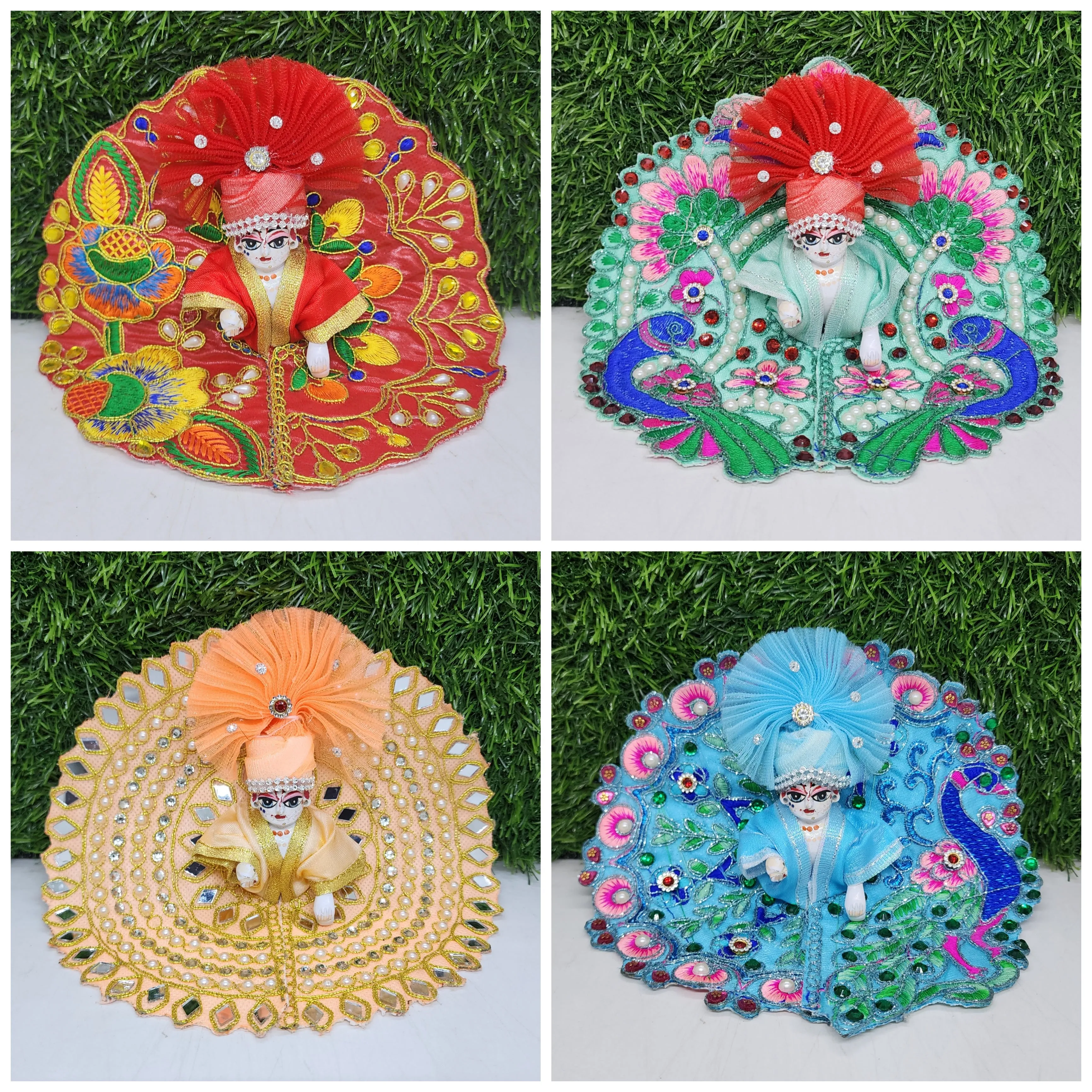 Laddu Gopal Embroidery Dress Combo Pack of 4 [Pagdi not included] (New designs)